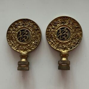 Charlies Gold Ornate Metal Finial. Pair